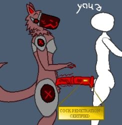 2boys anon balls cock cum_inside docking flared_penis funny furry gay horsecock male male/male male_only male_penetrated medial_ring plugged_by_penis plugged_penis protogen red_fur red_penis red_visor suiyo_(yakuman_player) tail urethral_insertion urethral_penetration urethral_plug viewer yakuman_player_(artist)