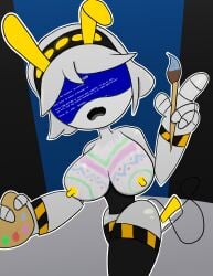 blue_screen_of_death bodypaint breasts bunny_ears error_message female female_focus female_only glitch murder_drones nude robot robot_girl tcross v_(murder_drones)