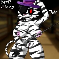 1girls 2d big_breasts black_and_white black_and_white_body black_hair breasts breasts_out female female_only girl hat infected_(piggy) piggy:_book_1 piggy:_book_2 piggy_(game) pussy pussy_lips red_eyes roblox tagme weapon white_body zebra zebra_girl zizzy zizzy_(piggy)