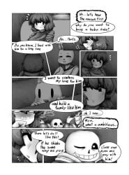 aged_up background_character bar blush chara comic_page female flashback flustered grillby grillby's human human_female if_happy male repost sans sfw short_hair short_hair_female skeleton steam talking voluptuous_female whitewo1f