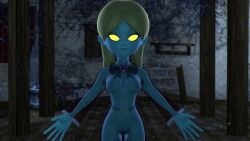 1girls 3d_(artwork) 3dhentaihero blank_eyes blonde_hair blue-skinned_female blue_skin breasts clothes_disappearing female ghost ghost_girl light-blue-skinned_female light-blue_skin long_hair luigi's_mansion mario_(series) melody_pianissima nintendo nipples sfm solo yellow_eyes