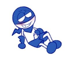1boy balls_under_clothes bandana bandana_on_neck blue_bandana blush blush blushing_male chalkzone dick dick_out_of_pants male male_only simple_background snap_(chalkzone) solo solo_focus solo_male toony ubernerdmaster white_body