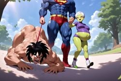 ai_generated ass breasts broly broly_(dragon_ball_super) cheelai collar crossover cuckold dc_comics death_battle dog_walking domination dragon_ball happy holding_hands nodiff park parody pet petplay powerscaling pregnant property rthly shitpost superman walking