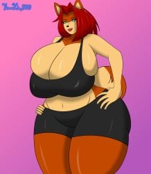 anthro big_breasts black_clothing breasts breasts_bigger_than_head canine curvy_female curvy_figure curvy_milf digital_drawing_(artwork) digital_media_(artwork) dog_ears dog_girl dog_tail finnish finnish_girl furry furry_female furry_only large_breasts mama_maria mature mature_anthro mature_body mature_female mature_woman milf non-human red_hair red_hair_female red_lips short_hair simple_background solo solo_female solo_focus thick_thighs thighs thighs_bigger_than_head two_tone_body two_tone_fur venusking9820