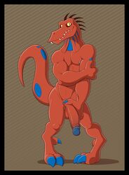 anthro anti_dev balls dinosaur fur furry furry_only gay humanoid_penis kung_fu_dino_posse male male_on_male male_only penis skor_(kfdp) solo yaoi