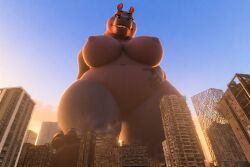 bbw dreamworks giantess gloria_the_hippopotamus low-angle_view macro madagascar_(series) perchance_ai towering