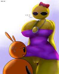 ... 1boy 1girls areolae bakii bowtie breasts exposed_breasts female festivalv golden_(festivalv) looking_at_another looking_down male nec-12 necklace no_panties pink_dress pussy request requested staring staring_at_another vagina watermark yellow_body