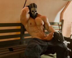 1boy 3d animated bara big_cock big_pecs blandwich boner bouncing_breasts call_of_duty call_of_duty_modern_warfare_2_(2022) cock dick erection gay ghost_(modern_warfare_2) male male_focus mask masked_male muscular muscular_male no_sound penis simon_ghost_riley simon_riley solo_male tagme video