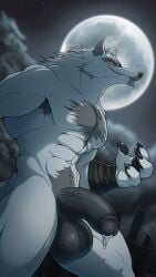 4_fingers 9:16 anthro armpit_hair balls big_balls big_penis biped black_balls black_pawpads black_penis bodily_fluids body_hair canid canine canis claws corrsk death_(puss_in_boots) dreamworks fingers full_moon fur genital_fluids genitals glans half-erect hi_res humanoid_genitalia humanoid_penis male male_only mammal moon muscular muscular_anthro muscular_male pawpads pecs penis precum puss_in_boots_(franchise) red_eyes solo vein veiny_penis wolf
