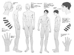 2boys bar_censor big_penis completely_nude dilf erection facial_scar full_body gegege_no_kitarou ghost_boy hair_over_one_eye height_chart height_difference hunched_over japanese_text kitarou_tanjou_gegege_no_nazo long_penis looking_at_viewer male male_only medama_oyaji_(human) mizuki_(gegege_no_kitarou) monochrome muscular muscular_male nude penis_size_difference scar scar_across_eye standing tokume_mumei toned toned_male