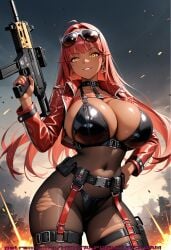 ai_generated big_breasts goddess_of_victory:_nikke gun guns hentai_porno_scream tan_body tan_skin volume_(nikke)