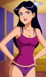 ai_generated ass bigmic145 black_hair breasts cartoon_network cleavage dark_hair female mandy_(totally_spies) medium_breasts mole_under_eye panties solo_female tank_top totally_spies