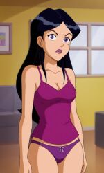 ai_generated ass bigmic145 black_hair breasts cartoon_network cleavage dark_hair female mandy_(totally_spies) medium_breasts mole_under_eye panties solo_female tank_top totally_spies