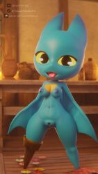 3d_(artwork) absurd_res adorabat anthro bat bat_wings blue_body breasts cartoon_network digital_media_(artwork) female heart_symbol hi_res mammal mao_mao:_heroes_of_pure_heart membrane_(anatomy) membranous_wings short_stack solo teemoty wings yellow_eyes