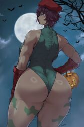 1girls ass batako beret big_ass big_breasts cammy_white_(cosplay) cosplay dark-skinned_female dark_skin female female_only halloween hat huge_ass huge_breasts large_ass large_breasts leotard original_character street_fighter