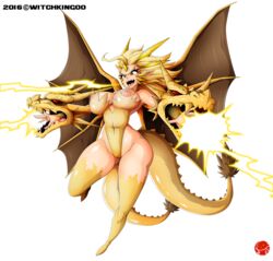 2016 dated dragon female genderswap godzilla_(series) huge_ass huge_breasts kaiju kaiju_girl kaiju_girls_(webcomic) king_ghidorah personification queen_ghidorah rule_63 thick_thighs voluptuous wide_hips witchking00