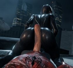 3d big_ass blender city_background female_domination female_on_top grabbing_ankles huge_cock looking_back marvel marvel_comics night penis_between_ penis_between_ass penis_between_cheeks peter_parker pov reverse_cowgirl_position scars she-venom spider-man symbiote varodai venom