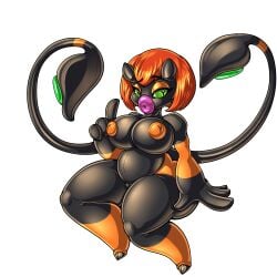 2024 2_horns adjatha alien back_tentacles big_breasts bimbo_lip black_body black_sclera breasts female genitals green_eyes hair hi_res horn horned_humanoid huge_lips humanoid imp inverted_nipples lips looking_at_viewer multicolored_body nipples orange_body orange_hair orange_nipples pink_lips plump_labia pupils pussy sauwinn_(tits) short_stack simple_background slightly_chubby slightly_chubby_female slightly_chubby_humanoid solo story story_in_description tentacle thick_lips thick_thighs trials_in_tainted_space two_tone_body unusual_pupils white_background