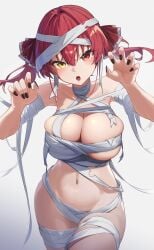 1girls artist_request bare_midriff big_breasts breasts cleavage female halloween halloween_costume heterochromia hololive hololive_fantasy hololive_japan houshou_marine large_breasts mostly_nude mummy mummy_costume mummy_wrappings red_hair revealing_clothes skimpy skimpy_clothes solo twintails virtual_youtuber vtuber