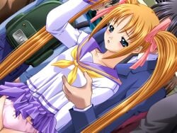 1boy 2000s_(style) arm_behind_back blue_eyes blush breasts brown_hair chikan clothes_lift collarbone cowboy_shot crowded dutch_angle exhibitionism faceless faceless_male female game_cg grabbing_another's_breast grabbing_from_behind groping half-closed_eyes hand_up holding large_variant_set long_hair long_sleeves looking_down m&m_(mickey_and_mackey) molestation multiple_boys neckerchief open_mouth panties pink_panties pink_ribbon pleated_skirt public_indecency public_nudity purple_sailor_collar purple_skirt raised_inner_eyebrows ribbon sailor_collar saishu_chikan_densha_(series) saishuu_chikan_densha school_uniform serafuku sidelocks skirt skirt_lift small_breasts standing suzuki_airi_(saishu_chikan_densha) third-party_source train_interior twintails underwear variant_set very_long_hair yellow_neckerchief