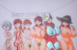 6girls ana_garcia blood breast clara_garcia cosplay female halloween joana_jimenez leaf nairod103098 nude tagme traditional_media_(artwork) ultraman_(franchise) witch_hat