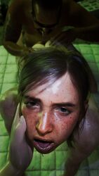 3d ass_grab captured crying defeated drooling ellie_(the_last_of_us) ellie_williams forced holding_face imminent_oral looking_at_viewer pinching_nose pov rape sweat the_last_of_us the_last_of_us_2 threesome