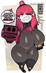 1girls 2020s 2d 2d_(artwork) 3_fingers angry big_breasts big_thighs brat breasts comic_page female female_focus female_only hi_res highres igxxiii large_breasts large_thighs looking_at_viewer mimi_sentry red_hair robot robot_girl sharp_teeth smaller_female solo solo_female solo_focus talking_to_viewer team_fortress_2 thick_thighs thighs valve