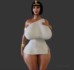 3d 3d_model 3d_render bae3 big_breasts black_hair breasts brown_skin brown_skinned_female dark_hair dress egyptian egyptian_female legend_of_queen_opala princess queen queen_opala small_waist tanned voluptuous wide_hips