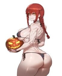 1girls ass halloween jack-o'-lantern makima_(chainsaw_man) red_hair sideboob solo thick_thighs underboob