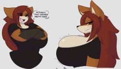 big_breasts breast_expansion breasts cleavage dewwydarts dewwydartz female furry huge_breasts maddie(dewwydartz) tagme thick_thighs wide_hips