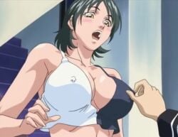 00s 1boy 2001 animated bible_black black_hair breasts breasts_squeezed_together brother_and_sister brown_eyes cleavage crop_top embarrassed female grabbing_another's_breast groping large_breasts lowres minase_taki minase_yukiko navel nipple_stimulation nipples no_bra shirt short_hair siblings sound straight tagme two-tone_shirt video white_shirt