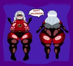 1girls 1woman aged_up back_view big_ass big_breasts bimbo_lips black_panties bodysuit cosplay costume elastigirl_(cosplay) eri_(my_hero_academia) front_and_back front_view gloves_and_boots heel_boots heels hero_outfit horn hourglass_figure huge_ass huge_breasts latex latex_clothing latex_suit looking_forward my_hero_academia nipples_visible_through_clothing notagoodguy1_(autor) posing red_bodysuit red_latex shiny_clothes shiny_latex shortstack small_body thick tight_bodysuit tight_clothing white_hair