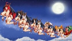 10girls akeno_himejima asia_argento christmas high_school_dxd koneko_toujou kuroka_(high_school_dxd) multiple_girls ravel_phenex reindeer_costume rias_gremory rossweisse rud-k santa_costume serafall_leviathan shidou_irina xenovia_quarta