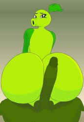 big_ass female green_body green_skin huge_ass looking_at_viewer looking_back mkkstt8 peashooter_(pvz) plant plant_girl plants_vs_zombies pvz sex zombie zombie_(pvz)