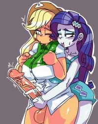 1futa 1girls 2024 applejack_(mlp) baigak balls big_penis blonde_hair clothed cowboy_hat equestria_girls erect_penis female/futanari female_on_futa friendship_is_magic full-package_futanari futa_on_female futanari futanari/female handjob hasbro hat human humanized humanized_pony large_penis long_hair masturbating_other masturbation my_little_pony one_eye_closed orange-skinned_female orange_body orange_skin pale-skinned_female pale_skin purple_hair rarijack rarity_(mlp) testicles twitter_link veiny_penis white_body white_skin