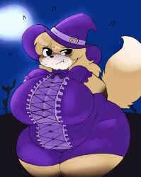 big_breasts breasts female fujiko_(inazuma_kat) furry huge_breasts inazuma_kat tagme thick_thighs wide_hips witch_costume