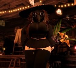 1girls 3d big_breasts breasts brown_hair clothing female female_focus glasses gloves halloween long_hair looking_at_viewer niki_okarin plague_doctor plague_doctor_mask roblox roblox_avatar robloxian skirt standing stockings thick_thighs thighhighs thighs