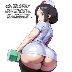 1girl 1girls adorable ai_generated anime anime_girl anime_style ass back back_view big_ass big_butt black_hair bubble_ass bubble_butt cute cute_face exposed_ass fat_ass fat_butt female girl glossy heavenly_ass huge_ass huge_butt lewd looking_at_viewer looking_back nurse nurse_cap nurse_uniform oc original original_character shiny shiny_ass shiny_skin short_hair shortstack slut slutty_outfit smesh_(artist) thicc thick thick_thighs thigh_highs thighhighs thighs tight_clothes tight_clothing tight_fit white_background wide_hips