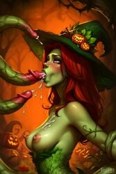 1girls absurdres ai_generated artist_name attractive big_breasts breasts cartoony cleavage commentary_request dc dc_comics detailed exposed exposed_breasts female female_only green_skin halloween high_quality highres hourglass_figure leak leaked line_art logart naked naked_female nipples nsfw nude nudity orange_hair patreon_username plant poison_ivy pony_diffusion_xl pumpkin red_eyes seductive sensitive stable_diffusion tagme tentacle watermark web_address witch witch_hat