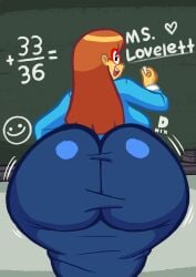 1girls ass ass_focus ass_in_dress big_ass chalkboard clothing d-nix dress fat_ass female female_only glasses huge_ass kindergarten_(game) kindergarten_3 large_ass looking_at_viewer looking_back massive_ass ms._lovelett orange_hair png solo teacher thick_ass thick_thighs thunder_thighs wide_hips