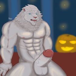 anthro felid halloween hi_res holidays lion male mammal muscular noctice pantherine solo