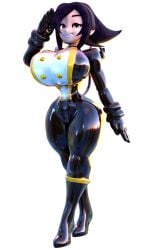 big_breasts bots breasts_bigger_than_head female fully_clothed goth gothy hourglass_figure huge_ass huge_breasts latex latex_suit latex_uniform meat_corps military palisal salute shiny_clothes voluptuous voluptuous_female