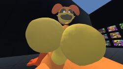 anthro anthro_on_anthro anthro_only big_breasts canine critters_(poppy_playtime) dog dogday dogday_(nightbotgrey) dogday_(poppy_playtime) doggy domestic_dog furry_only no_humans orange_fur orange_skin poppy_playtime poppy_playtime_(chapter_3) sex smiling smiling_critters tagme vrchat