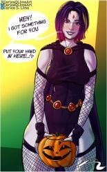 1futa athletic_futanari big_breasts black_lipstick carlosdlimaart dc dc_comics goth goth_futa hiding_penis hourglass_figure huge_breasts implied_futanari leotard looking_at_viewer presenting pumpkin purple_eyes purple_hair rachel_roth raven_(dc) smile smirk smirking teen_titans thin_waist white_skin wide_hips