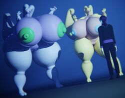 3d_(artwork) anthro areola ass belly big_breasts big_butt big_nipples blender_(artwork) breasts cherry_(darkdraketom) cream_(darkdraketom) darkdraketom digital_media_(artwork) drale_(darkdraketom) female generation_6_pokemon genitals goodra hi_res huge_breasts larger_female male nintendo nipples pokemon pokemon_(species) pussy shiny_pokemon simple_background size_difference smaller_male thick_thighs wide_hips