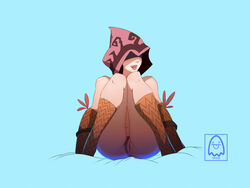 1girls 2017 ass bare_shoulders boots female female_only gloves high_resolution hips hood legs paladins pale_skin pantsu pussy seris_(paladins) shoes solo spookiarts thighs tongue tongue_out topless underwear vagina