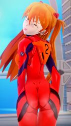 1girls 3d ass asuka_langley_sohryu big_ass blue_eyes bodysuit female female_only hi_res legs long_hair looking_at_viewer looking_back neon_genesis_evangelion one_eye_closed orange_hair plugsuit pose posing sensual smile solo thighs tongue tongue_out twintails wink