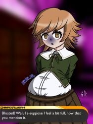 1boy belly_expansion big_belly blue_skin blueberry_inflation brown_eyes brown_hair brown_skirt button_down_shirt buttons crossdressing danganronpa danganronpa:_trigger_happy_havoc expansion femboy fujisaki_chihiro inflation light-skinned_femboy light_skin shirt skin_turning_blue skirt sugarrollart tagme tomgirl trap white_shirt