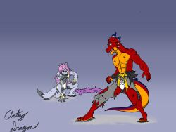 battle_damage dragon kobold_artsy ripped_clothing tighty_whities white_underwear wolf