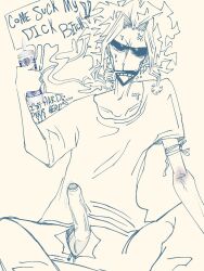 all_might boku_no_hero_academia breath_cloud drooling drug_addict drug_usage drug_use legs_apart my_hero_academia penis_out solo_male sweat toshinori_yagi